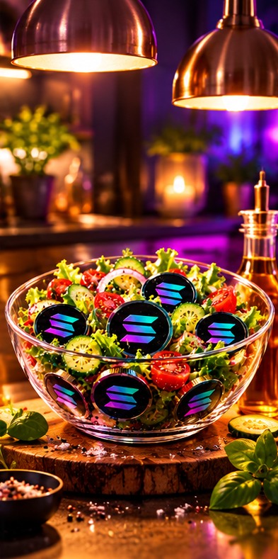 Solad salad bowl under warm kitchen lights